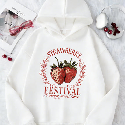 Strawberry Design Printed Hoodies Children's Sweatshirt Cute Hoody for Boys Girls Long Sleeve Casual Clothes