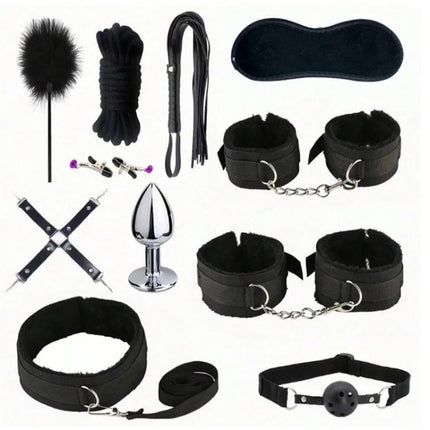 Sex Toy BDSM Leather Whip  Plush Sex Handcuffs Nipple Clamps Whip Spanking Sex Metal Anal Plug Butt Bdsm Bondage Adult Games18+