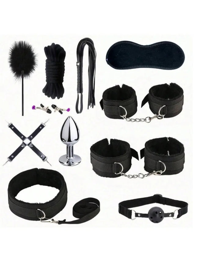Sex Toy BDSM Leather Whip Plush Sex Handcuffs Nipple Clamps Whip Spanking Sex Metal Anal Plug Butt BDSM Bondage Adult Games18+
