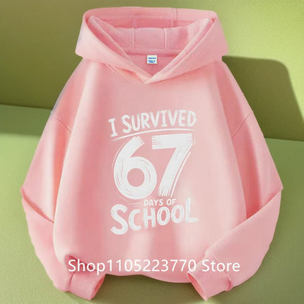 Spring And Autumn Single Casual Fashion Christmas #67 Boys Black Hoodie, Six Seven, Hand Support 67 Cartoon Print Pattern