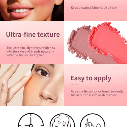 Hot Matte Embossed Blush Palette Rosy Blusher Facial Blush Powder High Pigmented Pink Coral Rouged For Cheeks Smooth Cosmetics