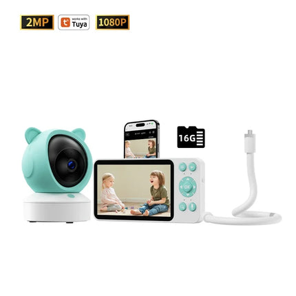 Danmini 2.4G 5 Inch Baby Monitor Tuya App Remote Control 1080P Camera Video Two-way Intercom Motion Detection Wireless Monitors