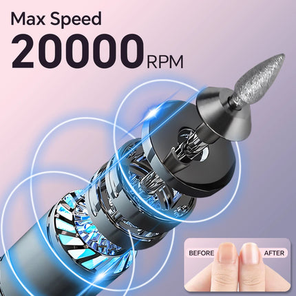 Professional Nail Polishing Machine Electric Nail Grinder, Rechargeable Nail Drill Grinding Machine Salon Manicure Pedicure Tool