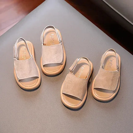 Sandals for Boys Fashion Summer Shoes 1-3-6 Years Girls Open Toe Matte Pu Leather Shoes Sandals Children Slippers