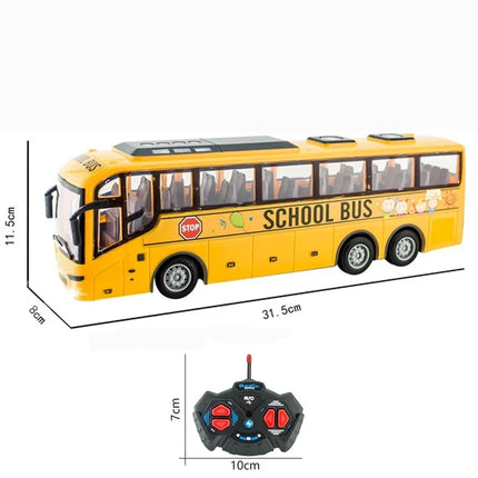 Rc Bus Electric Remote Control Car with Light Tour Bus School City Model 27Mhz Radio Controlled Machine Toys For Boys Kids