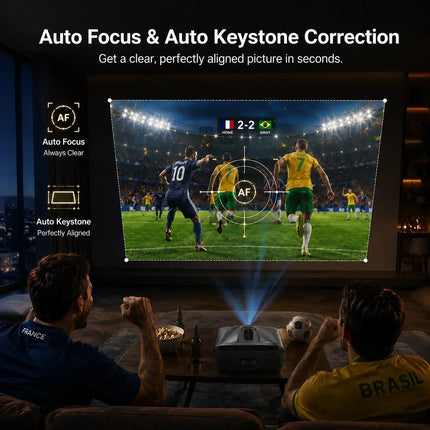 4K Smart Projector Native 1080P Dolby Audio KTV Karaoke Auto Focus Auto Keystone Dust Proof WiFi6 Outdoor Home Theater