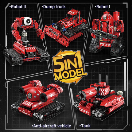 5-in-1 Series Technical Transformer Intelligent Robot Building Block With Remote Control APP Programmable STEM Toy For Kid Adult