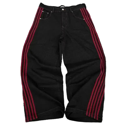 Retro Men's Y2K Baggy Jeans Camouflage Embroidered Striped Harajuku Sweatpants Women Hip Hop Streetwear Camo Wide Leg Denim Pant