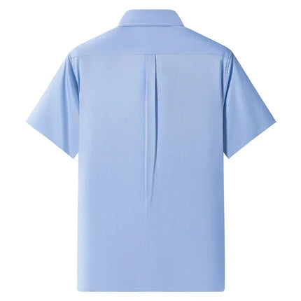 2026 NEW IN Summer Men's Shirt Non-Ironing Anti-Wrinkle Business Casual Solid Color Elastic Smooth Short Sleeves Work Social