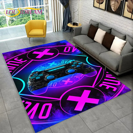 Cartoon Gamer Game Gamepad Area Rug,Carpet Rug for Living Room Kids Bedroom Sofa Kitchen Doormat Decor,Child Non-slip Floor Mat