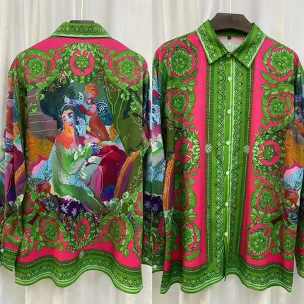 31/5000 2026 Spring/Summer New Luxury Fashion Leopard Print Youth Trendy Digital Embroidery Men's Long-Sleeved Shirt
