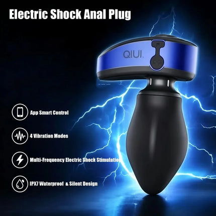 QIUI APP Remote Control Electric Shock Anal Plug Vibration Expansion Adjustable Diameter Butt Plug Lock Prostate Massage Sex Toy