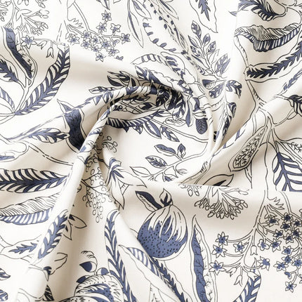 Island Style Blue Leaf Print 100% Cotton 60S Poplin Fabric Shirt Dress Material DIY Craft Textile Womens Apparel Spring Summer
