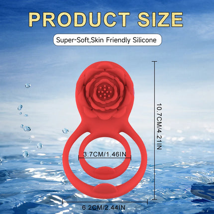 Remote Control Vibrating Cock Ring Penis Sleeve with Rose Clitoral Stimulator Penis Ring Vibrator Adult Sex Toys for Men Women