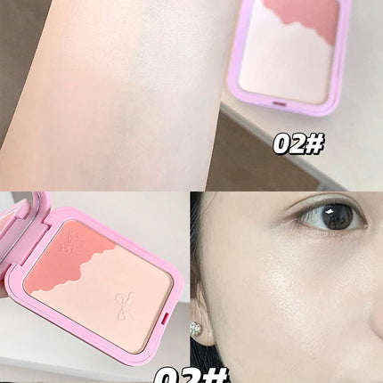 Gege Bear 2-in-1 Highlighter Blush Powder With a Powder Puff Multi-functional Makeup Brightening Natural Matte Makeup