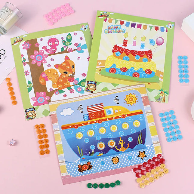 5/10pcs Children Button Stickers DIY Drawing Toys Handmade Student Art Class Painting Craft Kids Early Educational Game TMZ