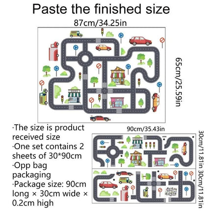 Car Road Signs Wall Stickers Floor Stickers Children's Room Decoration Self Adhesive Cartoon Stickers Wall Art Decals
