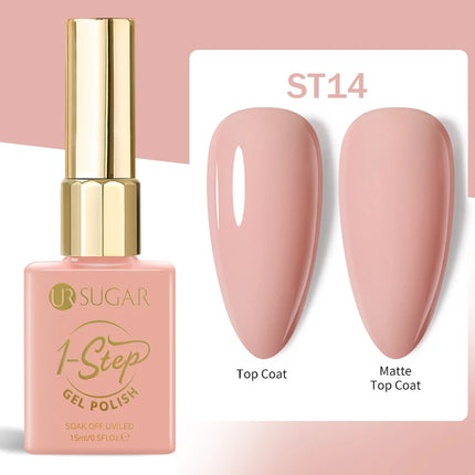 UR SUGAR 15ml 1-step Gel Polish 3 IN 1 Gel Nail Polish Pink Colors Nail Art Soak Off LED UV Gel Nail Varnishes For Nail DIY Arts