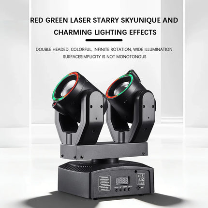 Mini Double Head Moving Head Beam Light With Aperture Remote Control DMX512 DJ Disco Bar Christmas Birthday Party Effect Light