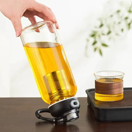 Large Capacity Glass Water Bottles With Tea Strainer Travel Portable Tea Infuser Bottle For Sport Camping Drinkware Gift For Man