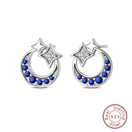 Real 925 Sterling Silver Star Earrings For Women Sparkling Zircon Ear Studs Luxury Fine Engagement Wedding Jewelry Gift For Girl