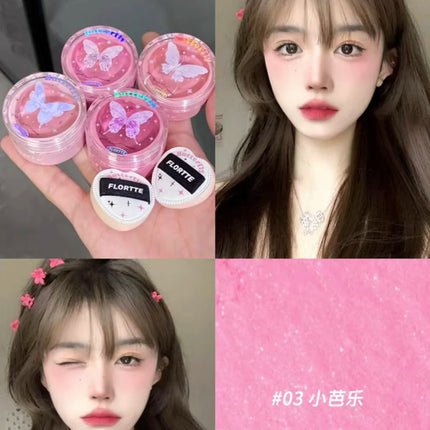 Flortte Air Powder Blush Cream Highlight Natural Nude Repair Brightening Face Thin Glitter Pure Desire Makeup With Puff