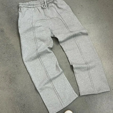 American Harajuku Retro Splicing Oversized Sweatpants Men Personalized Streetwear 2025 High Street Trendy Straight Casual Pants