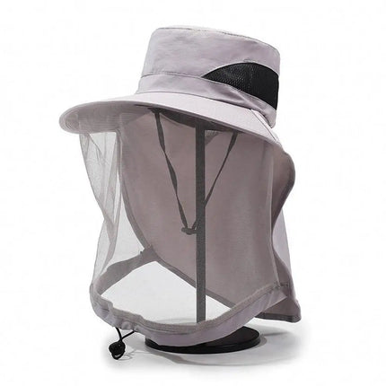 Breathable Bug Mesh Sun Hat Lightweight Mosquito Head Net for Camping Hiking Gardening Beekeeper Protector Cap