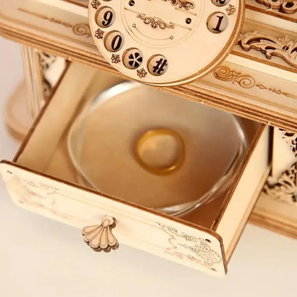 Creative Retro Telephone 3D Wooden Puzzle for Adults Tabletop Model Kits Decoration and Gift for Christmas Birthday