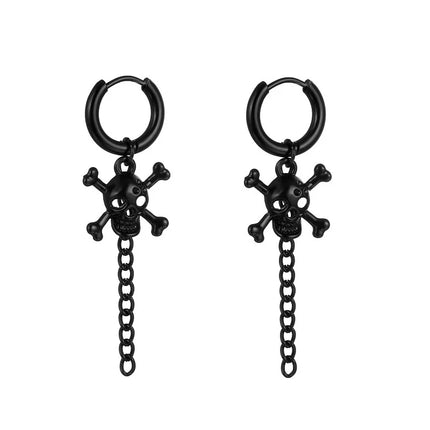 Design Stainless Steel Skull Drop Earrings For Women Men Fashion Gothic Street Hip Hop Ear Jewelry Pendant Cool Stud Earrings