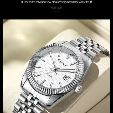 CHENXI 004D Fashion Original Classic Watches for Men Stainless Steel Band Quartz Date Display Male Sport Waterproof Wristwatch