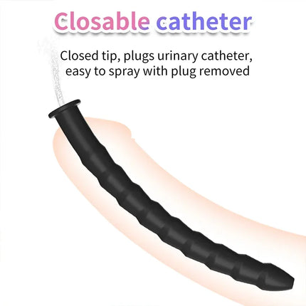 Reusable Long Hollow Silicone Urethral Catheter Male Dilator Plug Adult Pleasure Toys for Men
