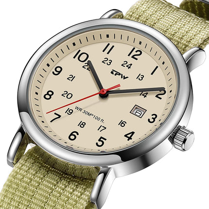 2026 TPW Field Watch Easy Reading Fabric Strap 24 Hours Display Quartz Movement Day function