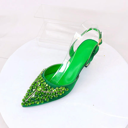 INSIGHTLINK Sky blue/Green/Gold/Purple Rhinestones High Heels Sandals With Clutch Bags For Wedding Party Lady Shoes And Bag Set