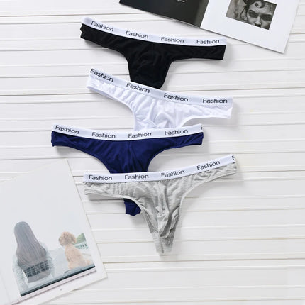 Fancave Men's Sexy Thong Underwear, Fashionable Bikini, Breathable U-Convex One-Line Briefs