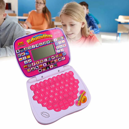ZK30 Kids Learning Machine English Spanish Music Function Interactive Educational Laptop for Children Pink