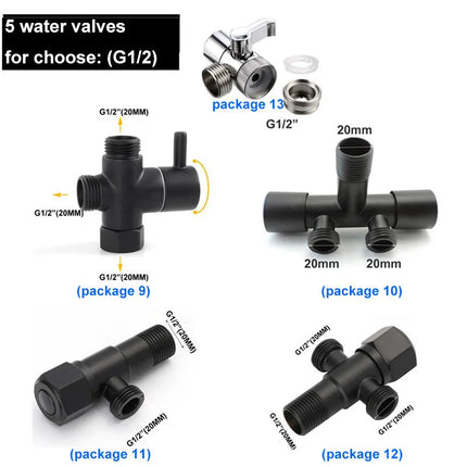 Handheld Black Toilet wash Bidet Faucet Spray Gun Sprayer shower head Anal cleaning washer WC Bathroom water valve hose holder
