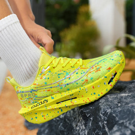 Marathon Carbon Plate Air Cushion Men Sports Running Shoes Breathable Lightweight Women's Comfortable Athletic Nonskid Sneakers