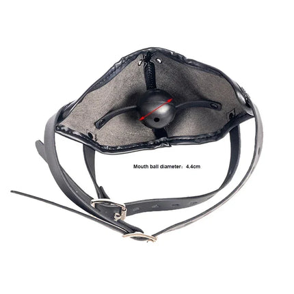 Adjustable Leather Mask with Mouth Gag Bdsm Bondage Slave Ball Mouth Plug Black Breathable Mask Training Sex Toy for Women Gay