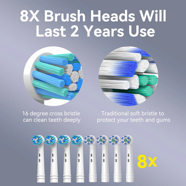 Seago Rotating Electric Rechargeable Toothbrush Teeth Cleaning with 8 Brush Toothbrush Heads 5 Modes Portable Smart Timer