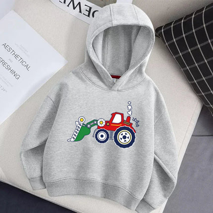 Aimi Lakana Baby Boys Excavator Coat Autumn Long Sleeve Pullover Cartoon Casual Hoodie Kids New Sweater