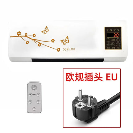 110V Wall Mounted Electric Heater Bathroom Hot Cool Fan Heater Remote Control Indoor Space Warmer for Bedroom Home Office
