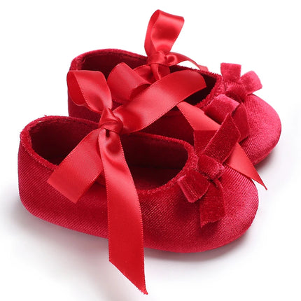 Red Fluffy Comfortable Princess Shoes 0-12 Months Baby Girl Indoor Walking Party Christmas Single Shoes