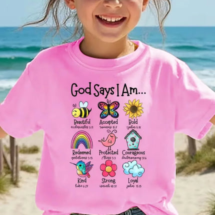 Jesus Loves Me Print Kids T-Shirt Colorful Letter Print Casual Boys Girls Short Sleeve Round Neck T-shirt Funny Tops for Children