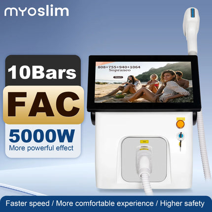 5000W FAC 808nm Diode Laser Hair Removal All-Wave Band Equipment Permanent Painless Non-invasive Permanent Cooling Head Painless