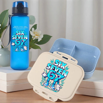 2pcs Steal A Brainrot Bento Lunch Box Water Bottle 67 Six Seven Cartoon Printed Lunch Box Boys School Supplies Children Gifts