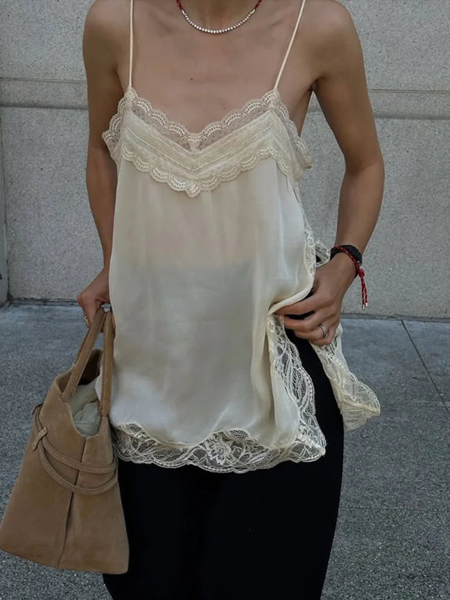 Women Solid Deep-v Satin Camisole Corset Top Elegant Double-strap Fitted Cropped Back-tie 2026 Chic Versatile Date Lady Tops