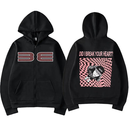 Hit Me Hard and Soft DID I BERAK YOUR HEART? Zipper Hoodies Men Women Clothing Pullovers Fashion Hip Hop Zip Up Sweatshirt Coats
