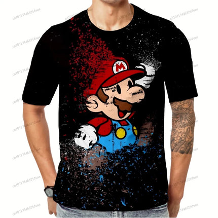 3D Print Super Mario Cartoon 2026 Summer Anime Figure Oversize Short Sleeve T-shirt Streetwear Clothing Quick Dry Men's T-shirts