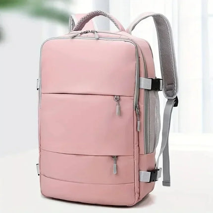 Water-resistant independent shoe compartment backpack with railing, USB interface travel bag, large-capacity storage bag